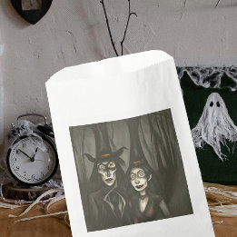 Sachets En Papier Un vampire et une sorcière à Halloween