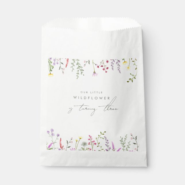 Sachets En Papier Une Petite Fille Fleur sauvage Fête d'Anniversaire (Devant)