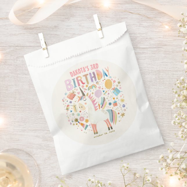 Sachets En Papier Unicorn mignonne fête d'anniversaire (Coupé)