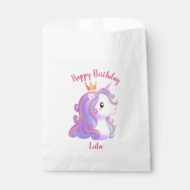 Sachets En Papier Unicorne Whimsical Anniversaire (Devant)