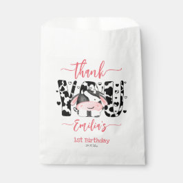 Sachets En Papier Vache fête d'anniversaire vache motif rose merci