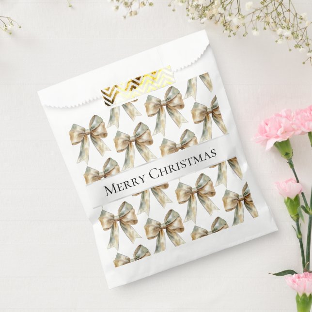 Sachets En Papier Vaches en or blanc rustique de Noël (Scellé)