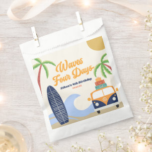 Sachets En Papier Vagues Surf de quatre jours Bleu 4e fête d'anniver