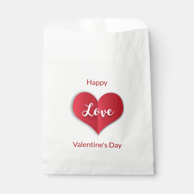 Sachets En Papier Valentines Rouge Papier Plié Coeur - Favoriser le  (Devant)