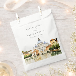 Sachets En Papier Vatican Rome Italie Aquarelle Paysage Mariage