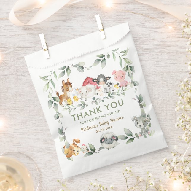 Sachets En Papier Végétation Animaux de ferme Baby shower d'annivers (Coupé)