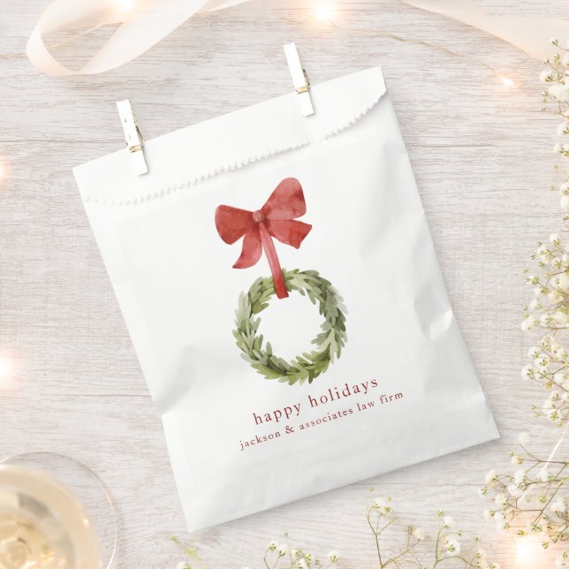 Sachets En Papier Végétation de Noël minimale couronne Bow rouge (Coupé)