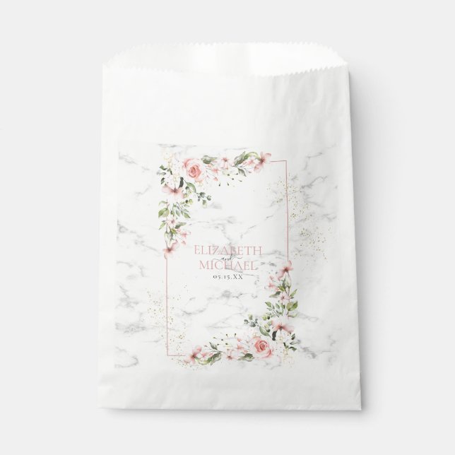 Sachets En Papier Végétation dorée Dusty rose Mariage floral (Devant)