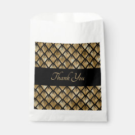 Sachets En Papier Ventilateurs géométriques élégants Gold et Black A