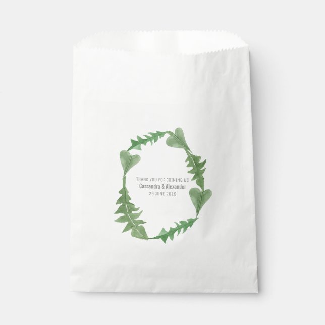 Sachets En Papier Verdure Aquarelle Foliage Mariage (Devant)