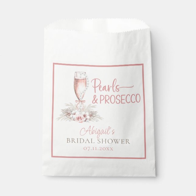 Sachets En Papier Verre à Champagne Bohème Perles & Prosecco Enterre (Devant)