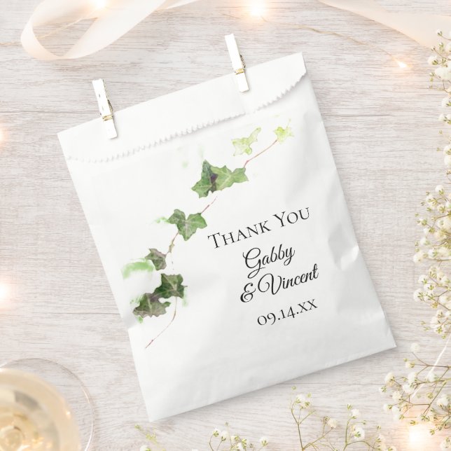 Sachets En Papier Vert anglais Vin Vin Mariage d'aquarelle (Coupé)
