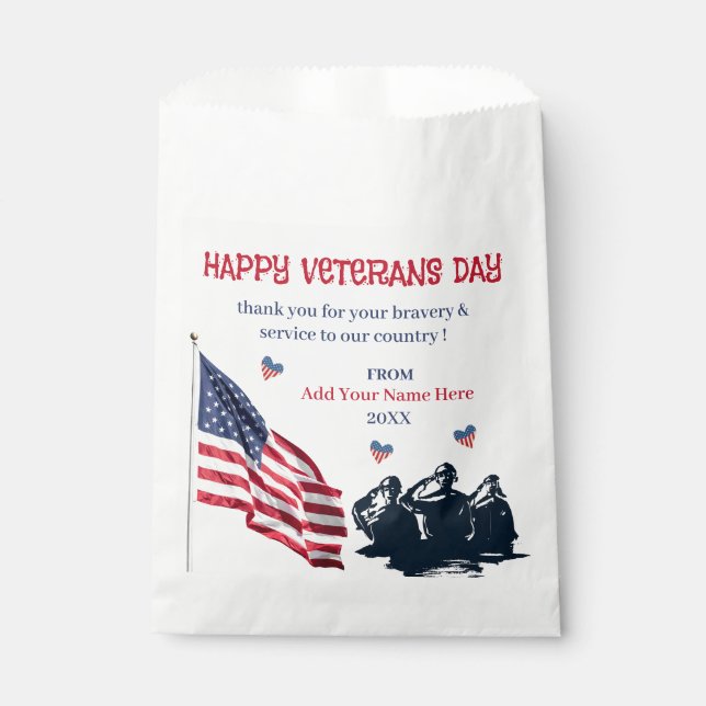 Sachets En Papier Veterans Day Patriotic USA Drapeau Merci (Devant)