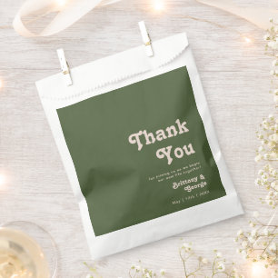 Sachets En Papier Vibes rétro simples   Merci vert olive
