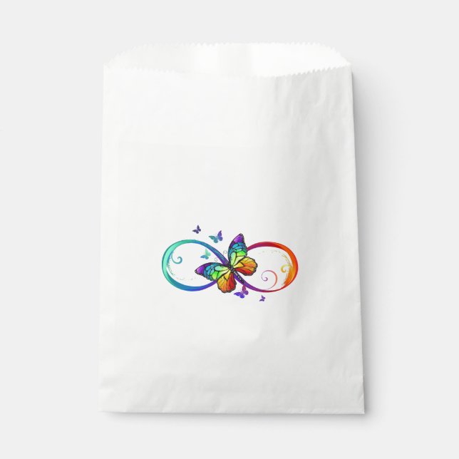 Sachets En Papier Vibrant infinity with rainbow butterfly on black (Devant)