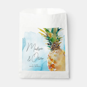 Sachets En Papier Vibrant Mariage d'aquarelle à ananas tropicale