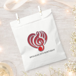Sachets En Papier Vibrations Amour musical Coeur rouge Musique Note