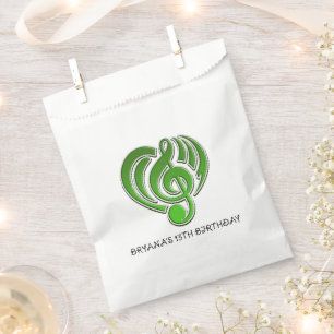 Sachets En Papier Vibrations Amour Musical Cœur Vert Note de Musique