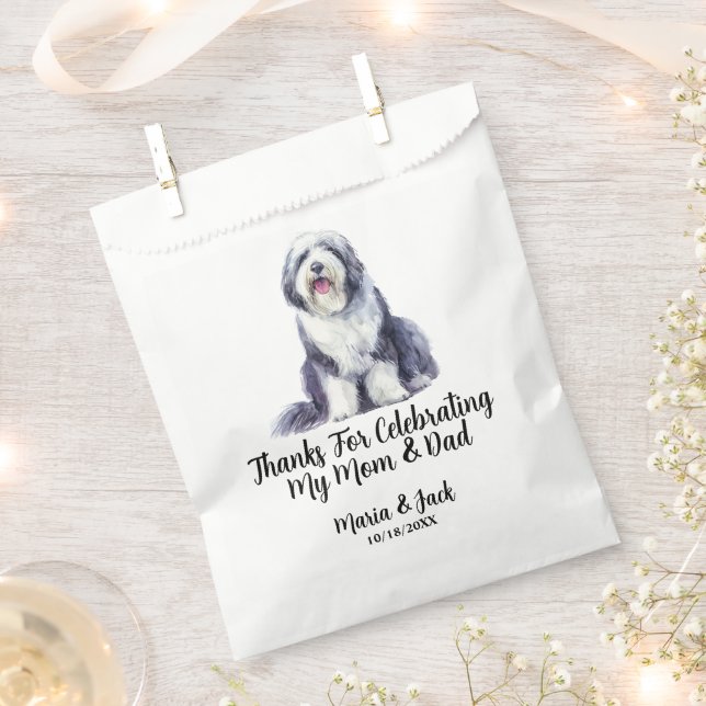 Sachets En Papier Vieux anglais Sheepdog Full Color Pet Mariage (Coupé)
