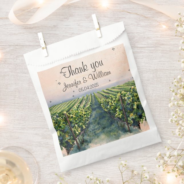 Sachets En Papier Vignoble rustique Destination Italie Mariage (Coupé)