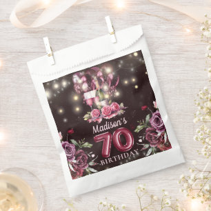 Sachets En Papier Vin Magenta personnalisé 70e anniversaire