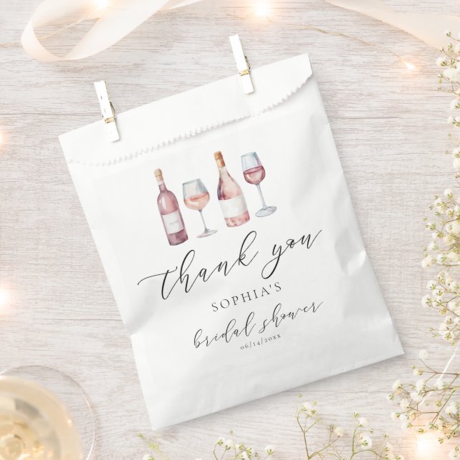 Sachets En Papier Vino aquarelle avant Vows Fête des mariées (Coupé)