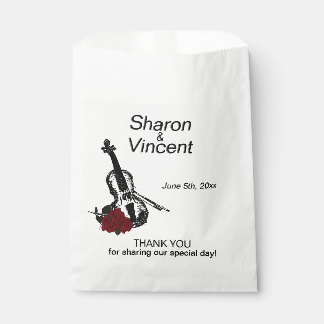 Sachets En Papier Violon Merci (Devant)