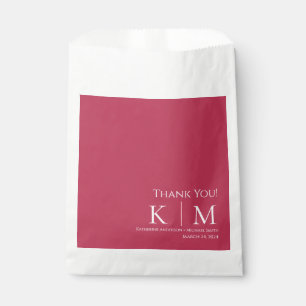 Sachets En Papier Viva Magenta et Merci de Mariage blanc