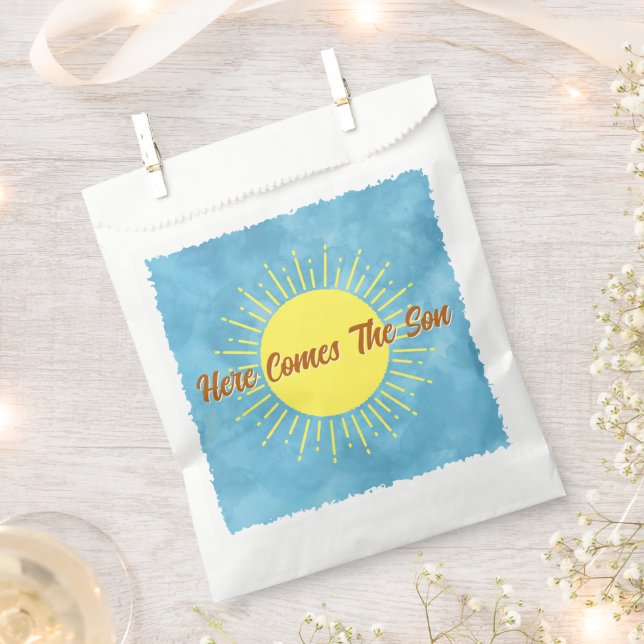 Sachets En Papier Voici Le Baby shower Son Aquarelle Personnalisé (Coupé)