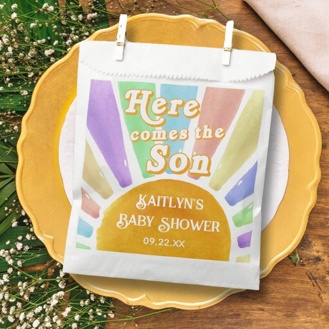 Sachets En Papier Voici Le Baby shower Son Retro Boys (Créateur téléchargé)