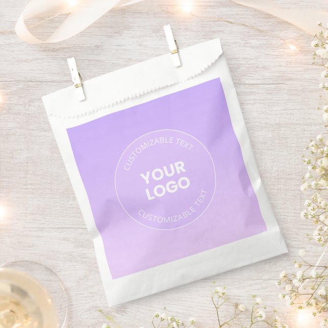Sachets En Papier Votre logo | Dégradé ombré lavande subtil (Coupé)