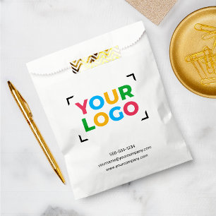 Sachets En Papier Votre logo ici Simple marquage d'entreprise Blanc