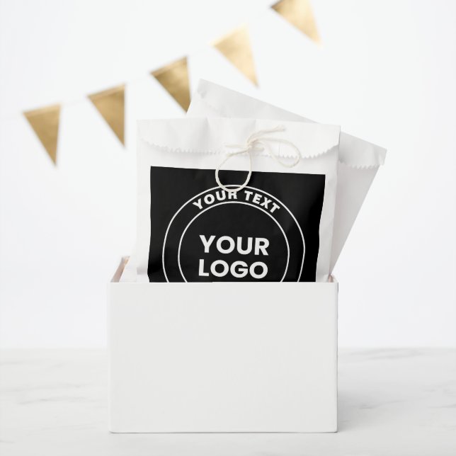 Sachets En Papier Votre logo téléchargé + Texte circulaire gras  (Fête)