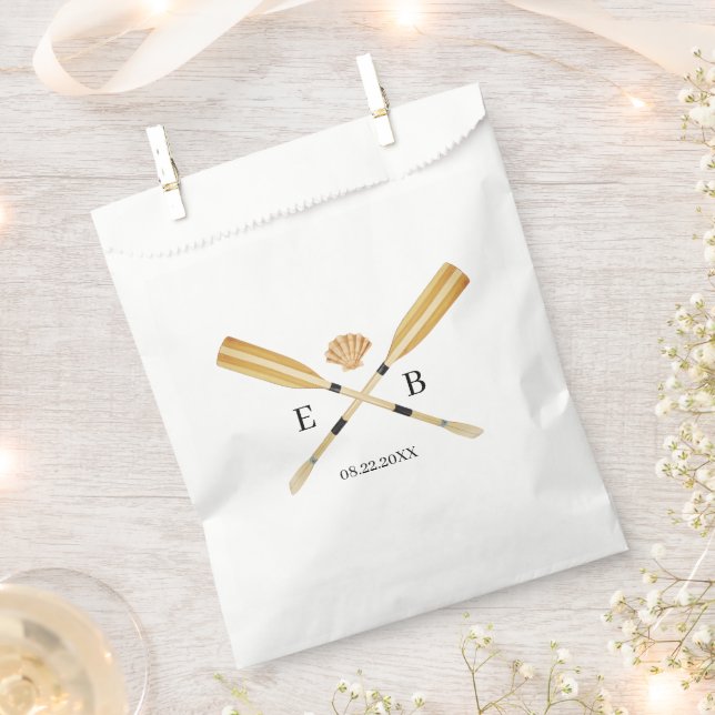 Sachets En Papier Watercolor Beach Oars Wedding (Coupé)