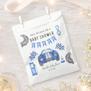 Sachets En Papier Watercolor Blue Race Car Baby shower