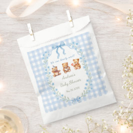 Sachets En Papier We Can Bearly Wait Blue Gingham Baby Shower 