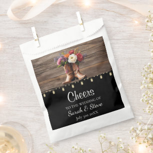 Sachets En Papier Western Cowboy Boots Floral Mariage élégant