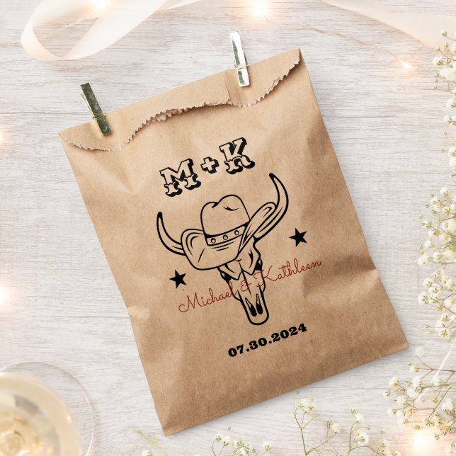 Sachets En Papier Western Cowboy Bull Skull Bohemian Mariage campagn (Coupé)
