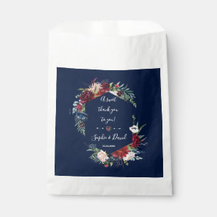 Sachets En Papier Whimsical Burgundy Blush Flowers Mariage bleu mari