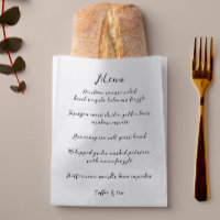 Whimsical manuscrit menu personnalisé Boulangerie 
