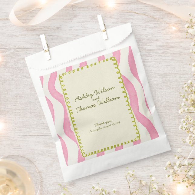 Sachets En Papier Whimsical moderne rose et Mariage vert (Coupé)
