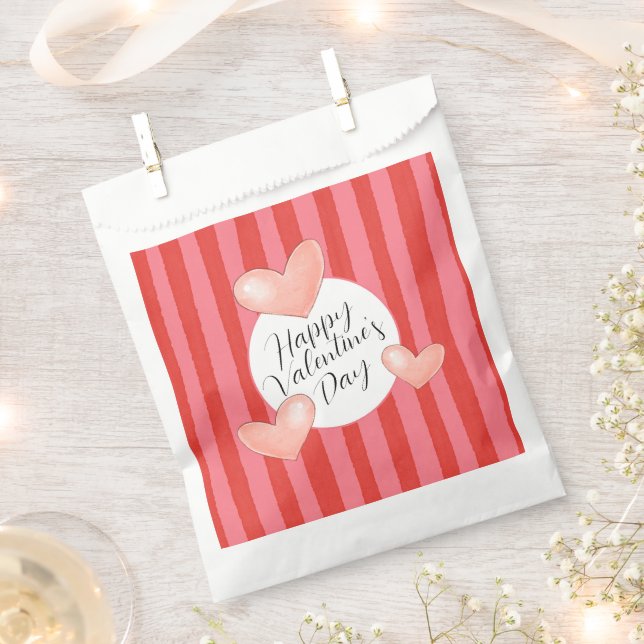 Sachets En Papier Whimsical Stripes and Hearts Valentine's Day (Coupé)