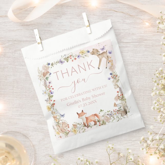 Sachets En Papier Whimsical Woodland Animals Wildflower Baby Shower  (Coupé)