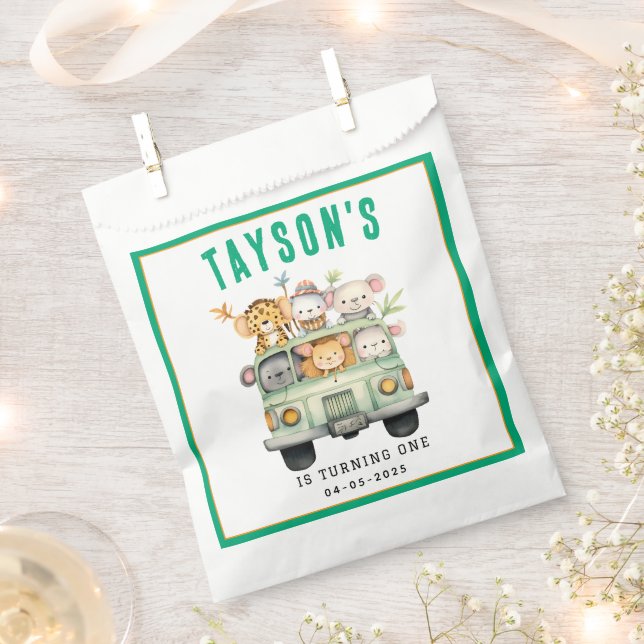 Sachets En Papier Wild One Jungle Safari Animaux Garçon 1er annivers (Coupé)