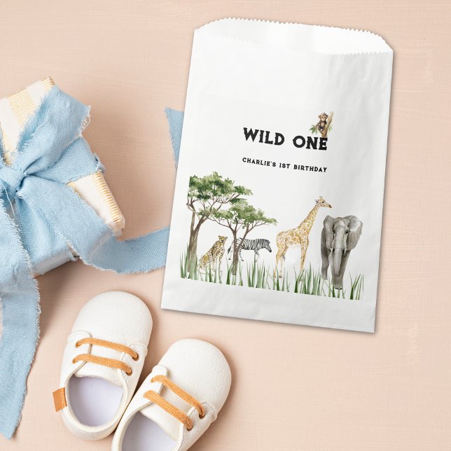 Sachets En Papier Wild One Safari Animal Birthday Party (Wild One Favor Bag)