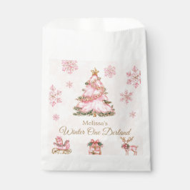 Sachets En Papier Winter Onederland Girl 1st Birthday Pink Snowflake