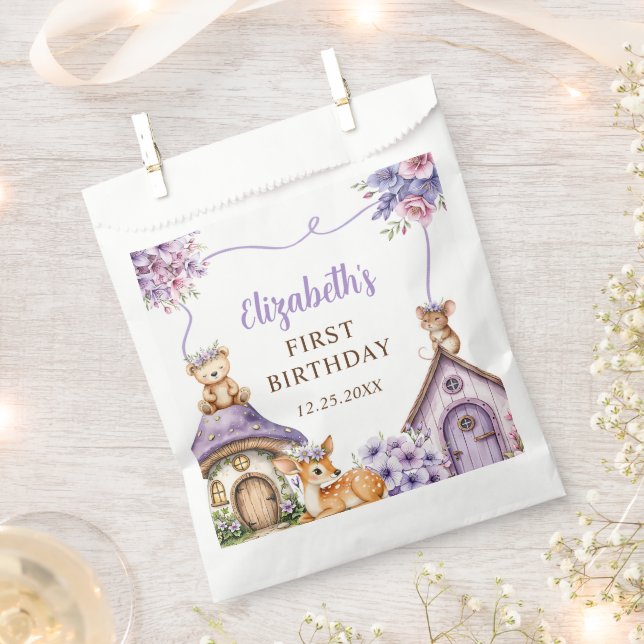 Sachets En Papier Woodland Animals Girl 1st Birthday Party (Coupé)