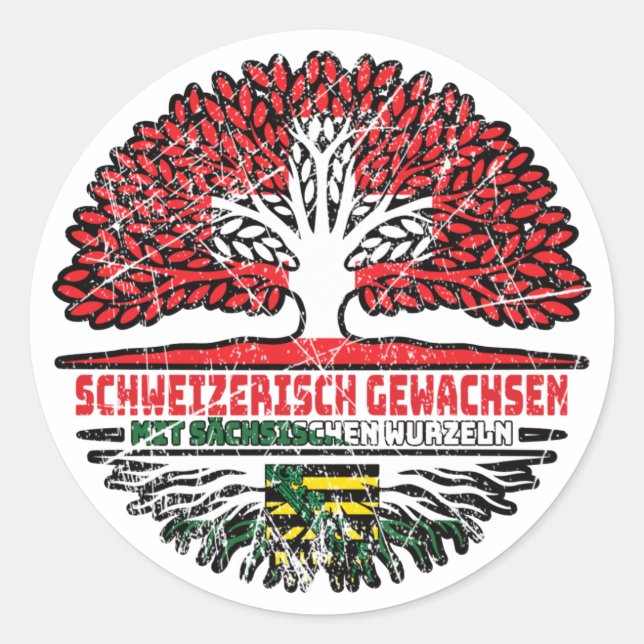 Sachsen Sächsisch Schweizer Schweiz Baum Wurzel Runder Aufkleber (Vorderseite)