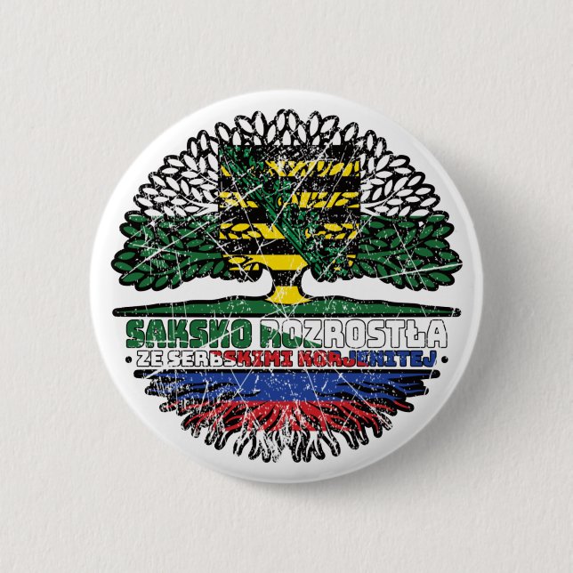 Sachsen Sächsisch Sorbisch Sorben Baum Wurzel Button (Vorderseite)