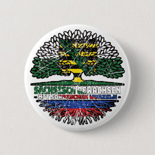 Sachsen Sächsisch Sorbisch Sorben Baum Wurzel Flag Button